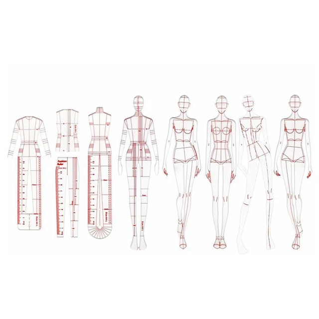 Mode Illustration Lineale Skizzieren Vorlagen Lineal NäHen Humanoide Muster4945