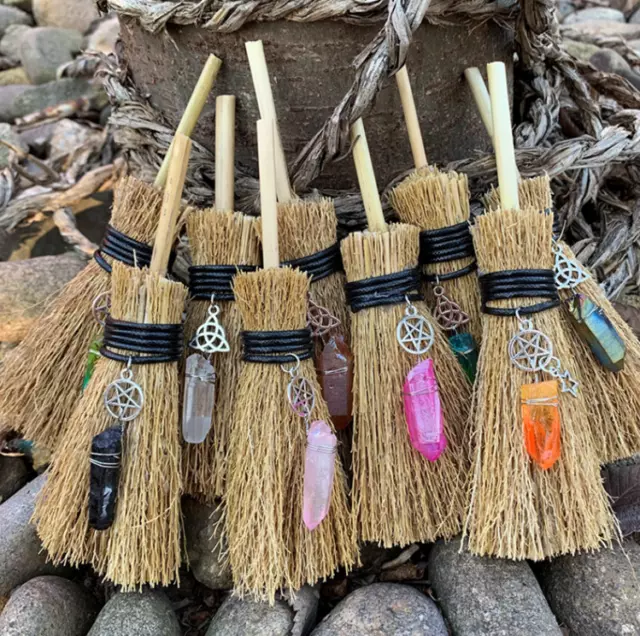 Mini Broom Hanging Witches Prop Halloween Broomstick pentagram  broom mini gift