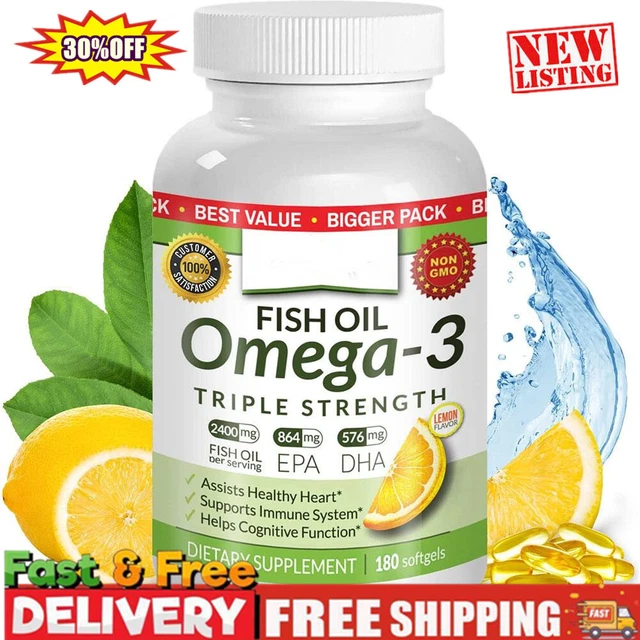 OMEGA 3 FISH Oil 2400mg Capsules SoftGel Triple Strength EPA & DHA Best ...