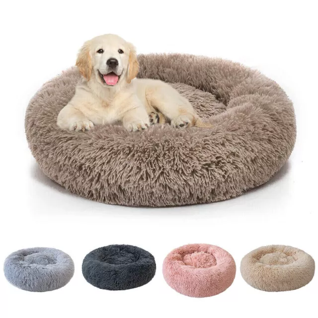 Donut Plush Pet Dog Cat Bed Fluffy Soft Warm Calming Bed Sleeping Kennel Nest 3