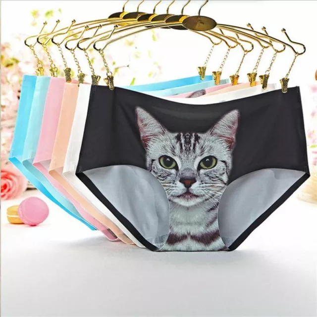 3d Underwear Emptied Pussycat Panties Cat Print Clothes Funny Women Briefs Sexy