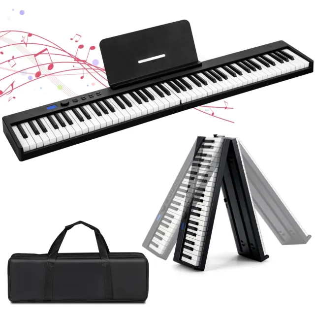 88-Key Foldable Digital Piano Semi Weighted Electronic Keyboard W/ Bag