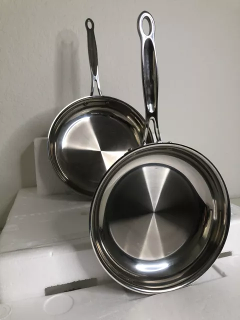 Cuisinart TWO NEW 12”+ 8" Stainless Steel Skillets Induction Ready NEW