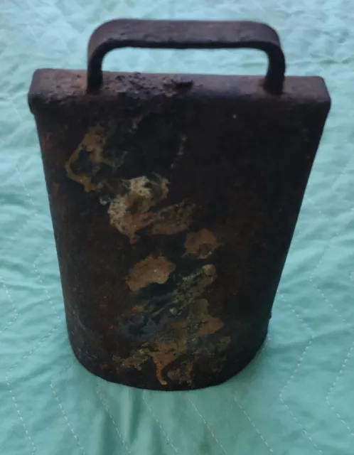 Antique Hand Made Metal Cow Bell with Original Bell Clapper