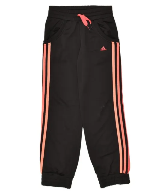 ADIDAS Girls Tracksuit Trousers Joggers 9-10 Years Black Polyester AF08