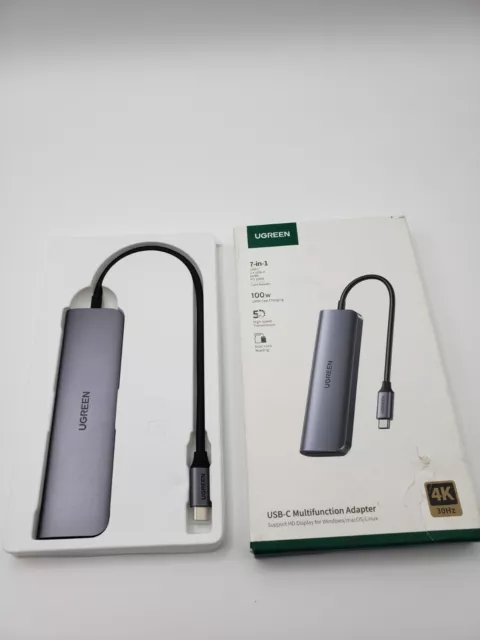 Concentrador USB C Ugreen, 7 en 1 4K HDMI multipuerto CM195 Gbps Ethernet 100W