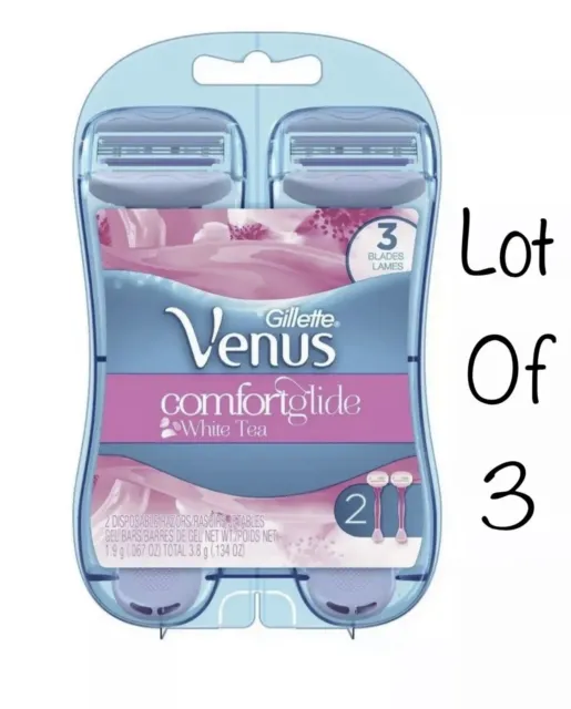 3- Gillette Venus para mujer Comfortglide 3 hojas desechable té blanco 2 quilates