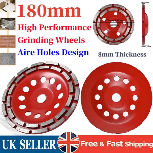 7inch/180mm Double Row Diamond Grinding Wheel Cup Disc Tool For Concrete Granite