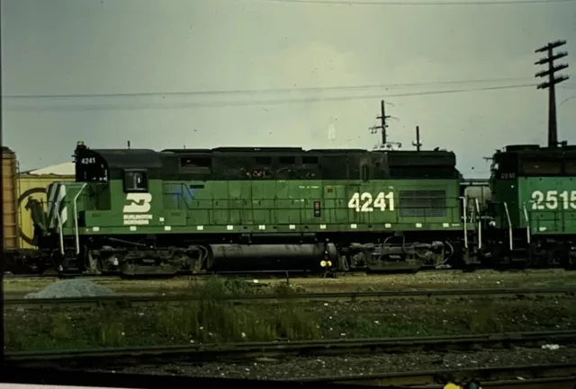 Vtg 35mm Slide Burlington Northern Railroad Train Engine 4241 Vancouver WA