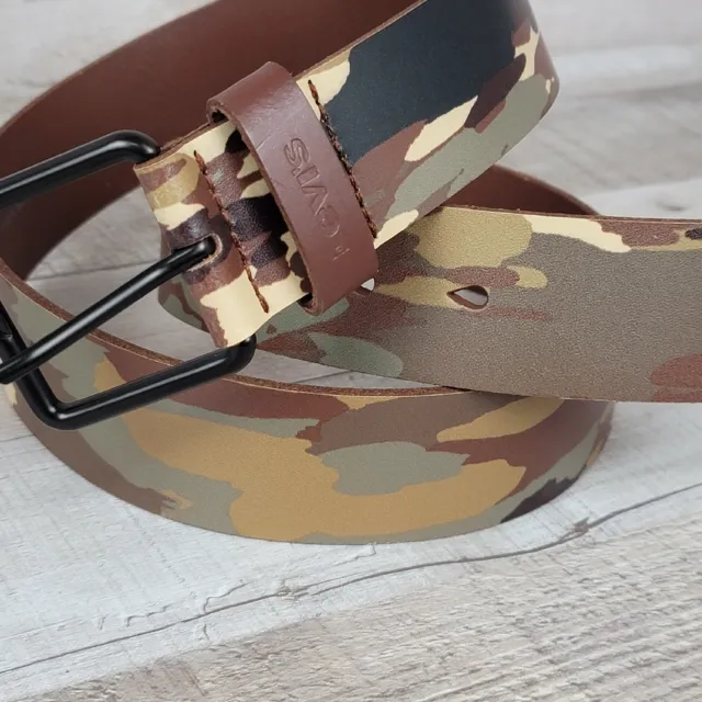 Levi's Leather Belt Mens Size 36 Classic Camo Multi Khaki Brown Camouflage
