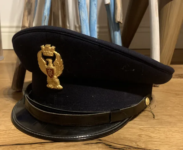 Cappello Polizia Anni '50 Vintage Militare Stemma Blu Berretto Hat