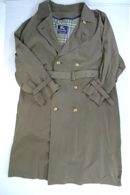 Burberry Vintage Mens Belted Double Breasted Trench Coat Size 46 Wool Lining