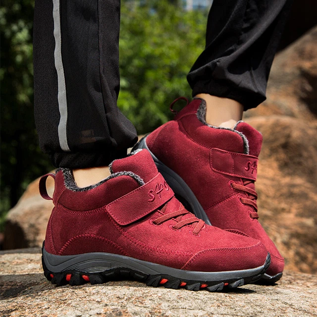 Short Snow Boots Casual Shoes Non-Slip Women Thickened for Winter (Red 37)