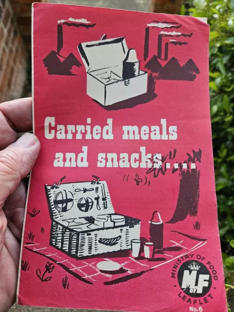 1940s 2nd World War Home Front Ministry Of Food Leaflet -Carried Meals & Snacks