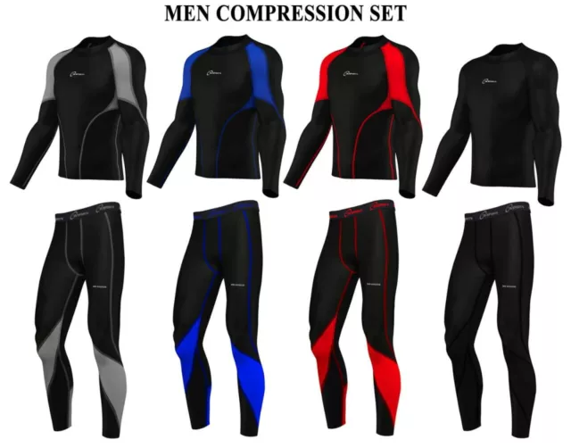 Mens Boys Body Armour Compression Baselayers Thermal Shirt Top Leggings Skin Set