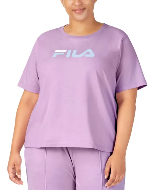 MSRP $30 FILA Plus Size Thea Cotton Logo Short-Sleeve T-Shirt