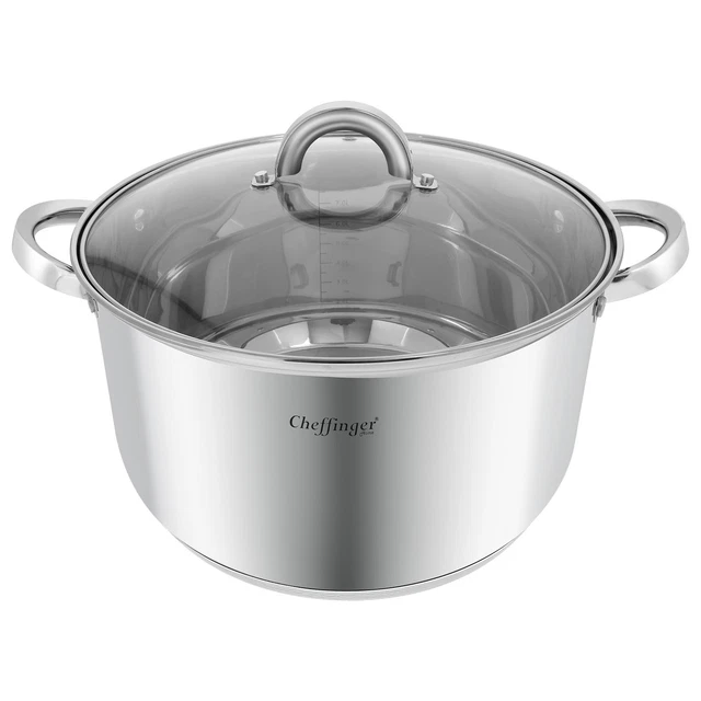 Marmite Cheffinger Ø 28 Cm | Fonte Aluminium - Compatible Induction | Revêtement Marbre Antiadhésif