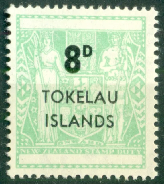 Tokelau Islands 1966 Revenue stamp 8P New Zealand Coat of Arms overprinted MLH