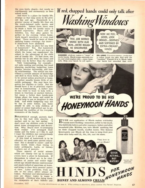 1937 Print Ad Hinds Honey & Almond Cream for Honeymoon Hands Dionne Quintuplets