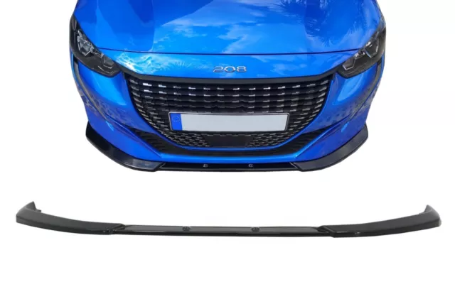 Spoiler extensión labio delantero para Peugeot 208 Mk2 20+ Negro brillante