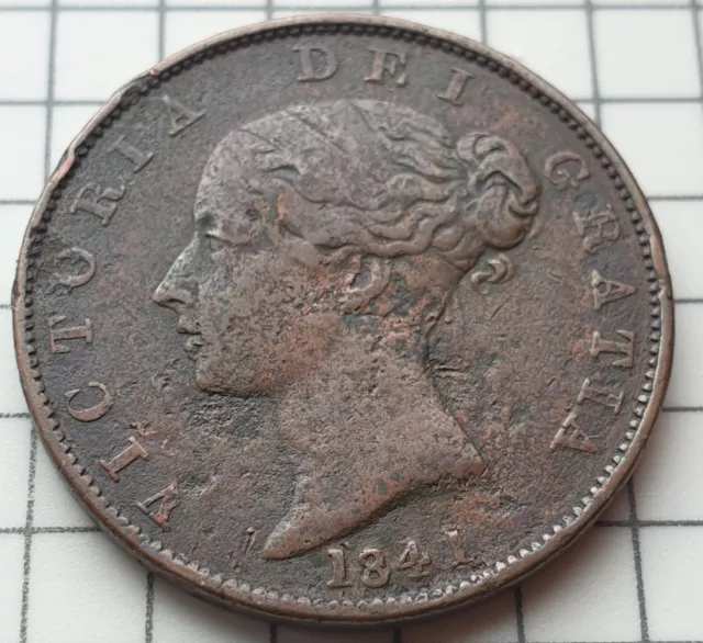 Great Britain Half Penny 1841 Vicrotia Copper Coin