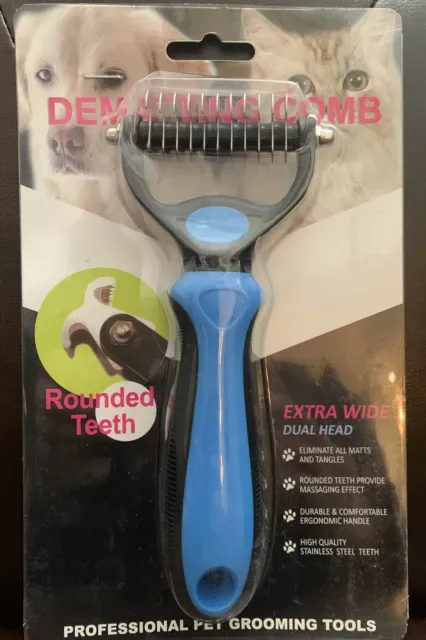 2side Dog Brush / Comb for Shedding Dematting - Pet Grooming Hair Undercoat Rake