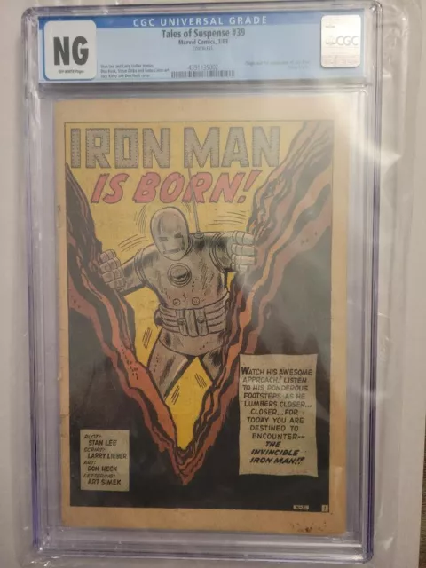 Tales of Suspense #39 CGC NG Coverless Copy 1963 1st Appearance Of Iron Man