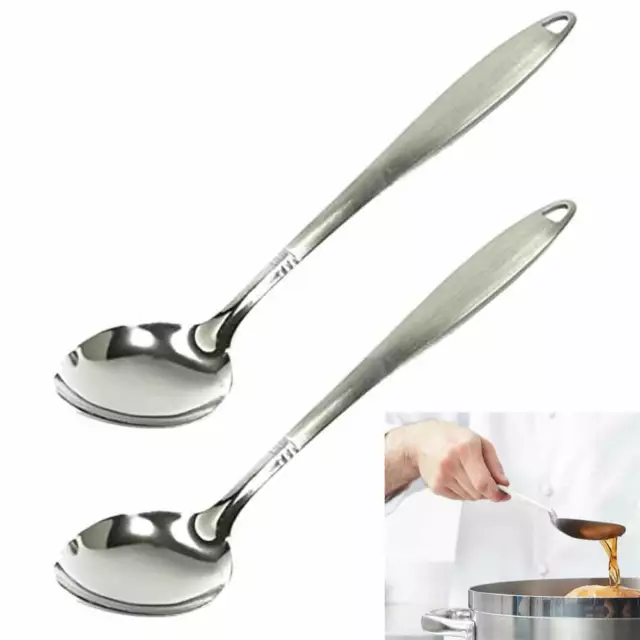 2 Acier Inoxydable Portion Badigeonnage Cuillère Cuisine Ustensile Set Outils