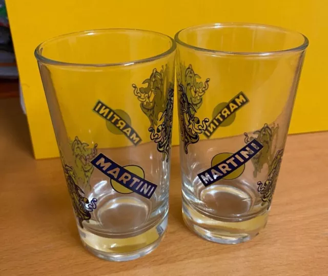 Two  Vintage 1970’s Martini  Glasses- Advertising Tumblers 4.5 ins tall