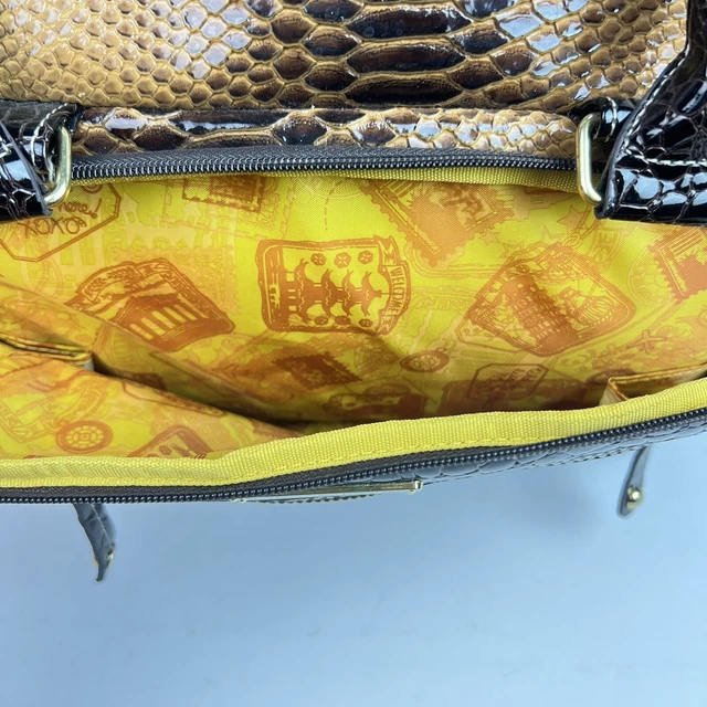 Samantha Brown New 2 Piece Gold/ Brown Trim Carry On Croco Luggage Rolling Bag 11