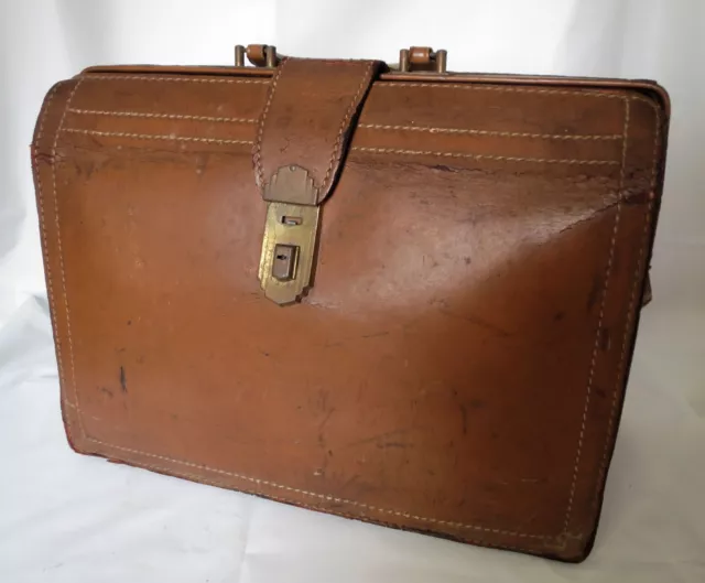 Brown Leather Doctors Bag Top Grain Cowhide Medical Travel Antique Steampunk