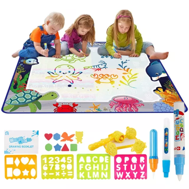 80x100cm Large Magic Water Drawing Painting Mat Kids Aqua Doodle Board Toy +Pen