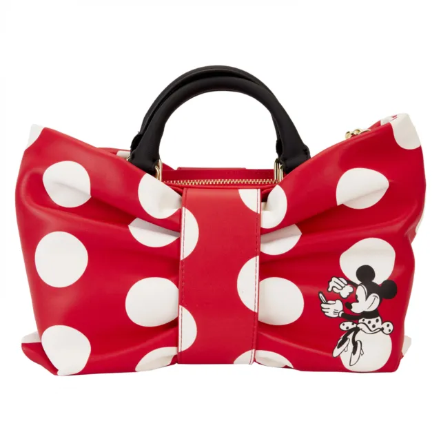 Minnie Mouse Rocks The Dots Figural Bow Crossbody Bag by Loungefly Red