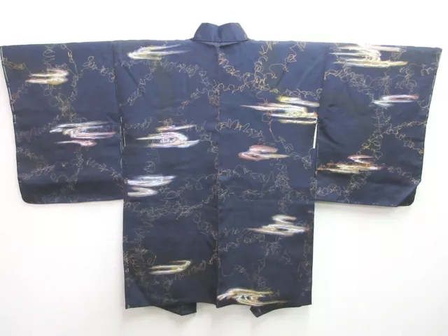 7663J2 Silk Vintage Japanese Kimono Haori Jacket Abstract art