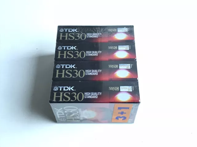 Lot de 4 Cassettes Vidéo VHS-C TDK HS30 Neuves Scellées TDK HS 30 VHSC