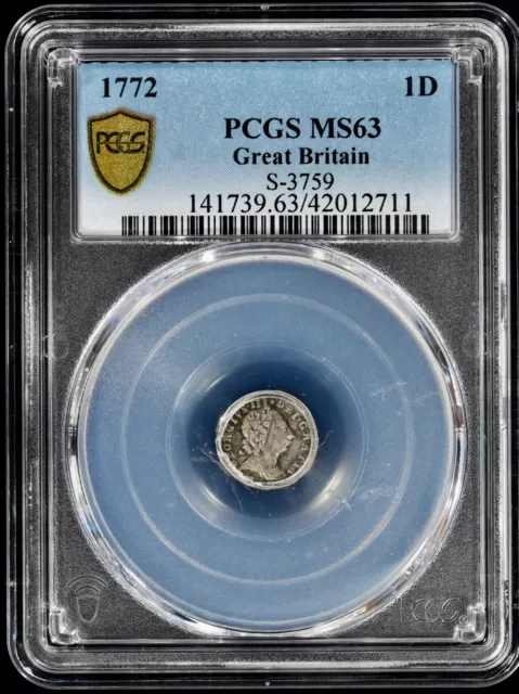 1772 George III Great Britain England Silver Maundy Penny 1D PCGS MS 63 S-3759