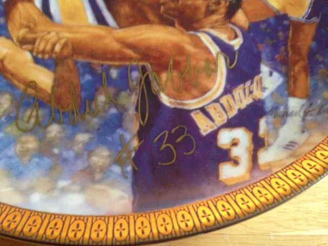 1989 Gartlan KAREEM ABDUL JABBAR Gold Hand Signed Plate L A Lakers Artist Remark 3