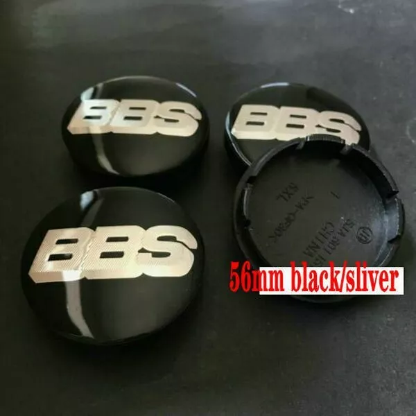 4x 56mm Black/Sliver BBS Wheel Centre Hub Caps Cap Set Badge