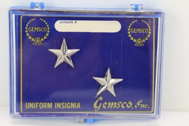 Gemsco Uniform Insignia Pins Silver Metal Stars in Case Butterfly Clasp NEW OS