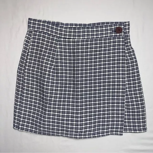 Vintage Y2K 90 80s Wrap Skort Skirt 9 Shorts High Waist Spring Summer Plaid Boho