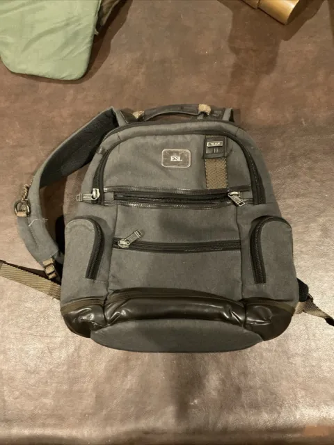 Tumi Alpha Bravo Knox Gray Brown Backpack Nylon Leather Travel Laptop Sleeve