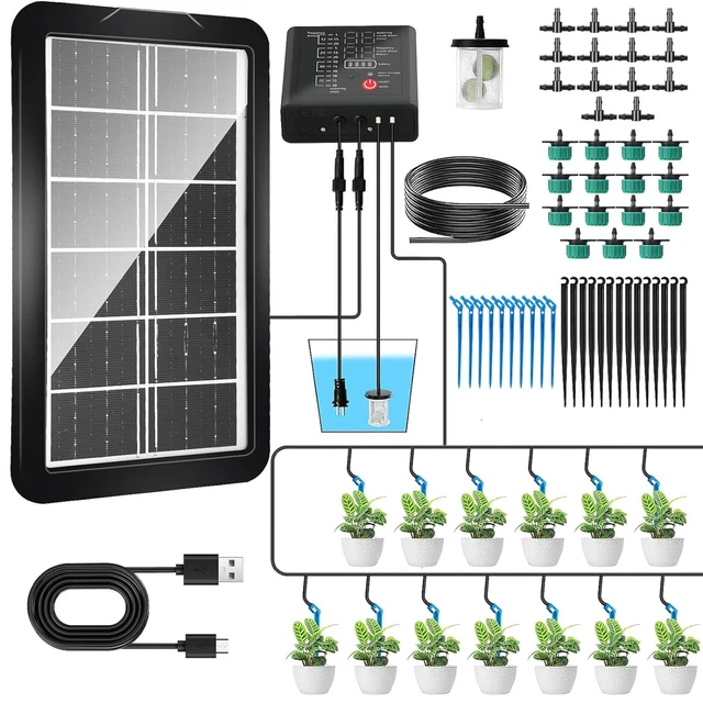 GARDEN DRIP IRRIGATION System, Solar Automatic Plant Self Watering ...