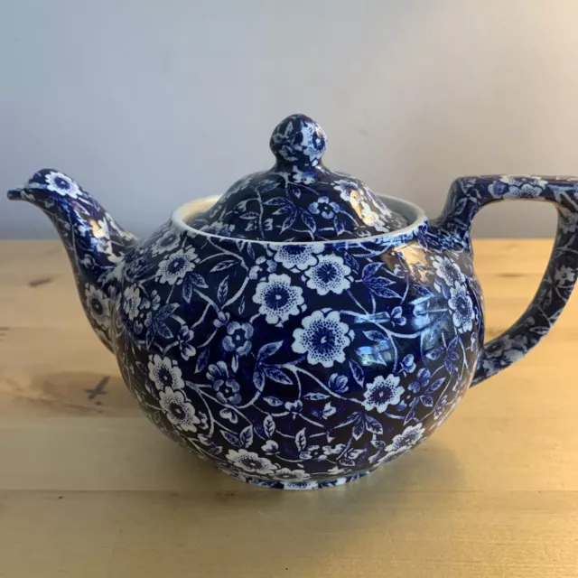 Vintage Burleigh Blue Calico Teapot - Exc Condition