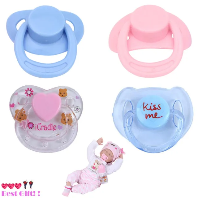 4PC New Dummy Pacifier For Reborn Baby Dolls With Internal Magnetic Accessories