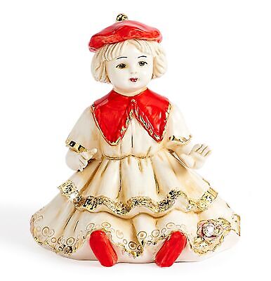Statuina bambola in porcellana italiana Capodimonte avorio con oro figurina