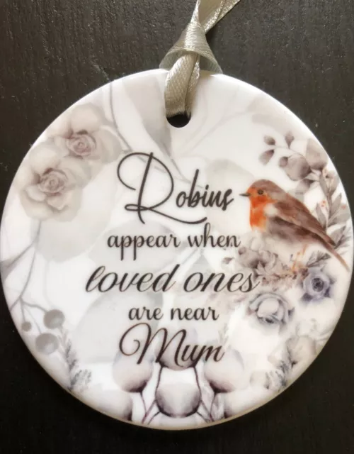 Christmas Memorial Robin Hanging Tree Decoration Ceramic Plaque Gift Xmas New
