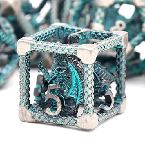 D&D Dice Dungeons and Dragons Dice HNCCESG Metal Dice Set Polyhedral Hollow R...