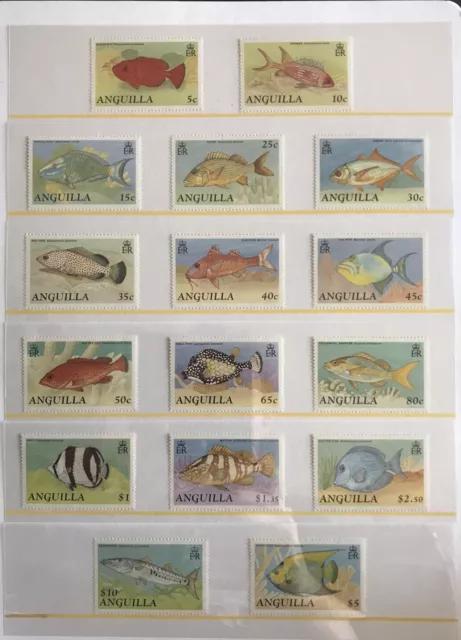 Anguilla - Fish / Fishes / Marine Life - set 16 stamps MNH** BCD