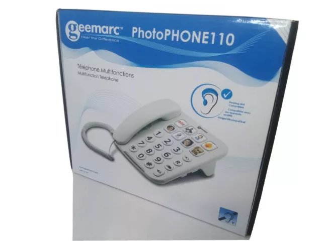 Geemarc PhotoPHONE 110 - Telefono di casa con pulsante grande con foto - forte per anziani