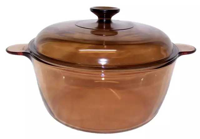 Corning Ware Vision Pyrex Amber Cookware 4.5 L / 5 QT Dutch Oven Pot & Lid USA